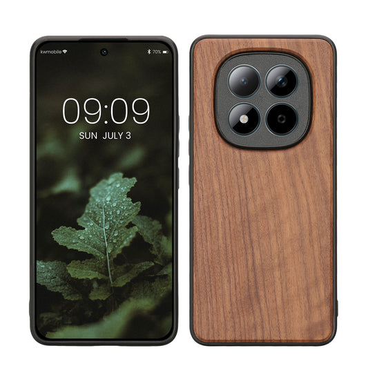 kwmobile Hülle kompatibel mit Xiaomi Redmi Note 15 Pro 4G Hülle - Holz Case - stoßfestes Handy Cover - TPU Handyhülle in Dunkelbraun Walnussholz Dunkelbraun  [dsg01]