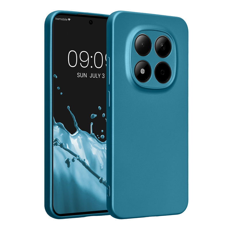kwmobile Handyhülle kompatibel mit Xiaomi Redmi Note 15 Pro 5G Hülle - weiche Silikon Case metallisch schimmernd in Metallic Karibikblau Metallic Karibikblau  