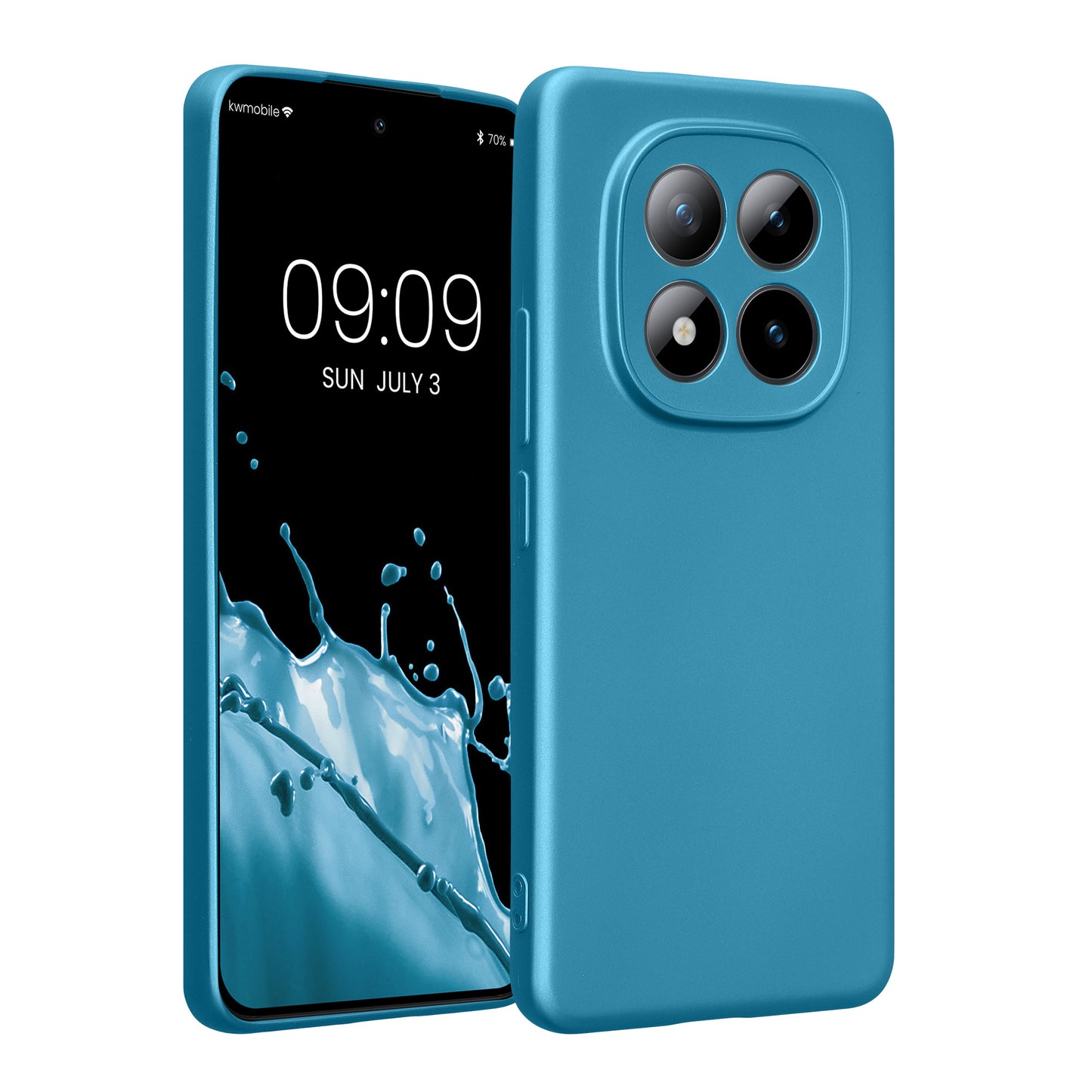kwmobile Handyhülle kompatibel mit Xiaomi Redmi Note 15 Pro 4G Hülle - weiche Silikon Case metallisch schimmernd in Metallic Karibikblau Metallic Karibikblau  