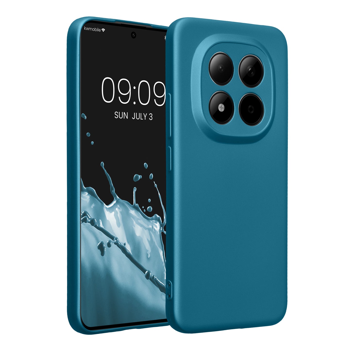 kwmobile Handyhülle kompatibel mit Xiaomi Redmi Note 15 Pro+ 5G / Poco M8 Pro 5G Hülle - weiche Silikon Case metallisch schimmernd in Metallic Karibikblau Metallic Karibikblau  