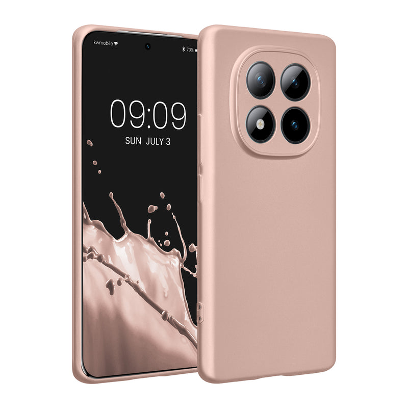 kwmobile Handyhülle kompatibel mit Xiaomi Redmi Note 15 4G / Redmi Note 15 5G / Poco M8 5G Hülle - weiche Silikon Case metallisch schimmernd in Metallic Rosegold Metallic Rosegold  