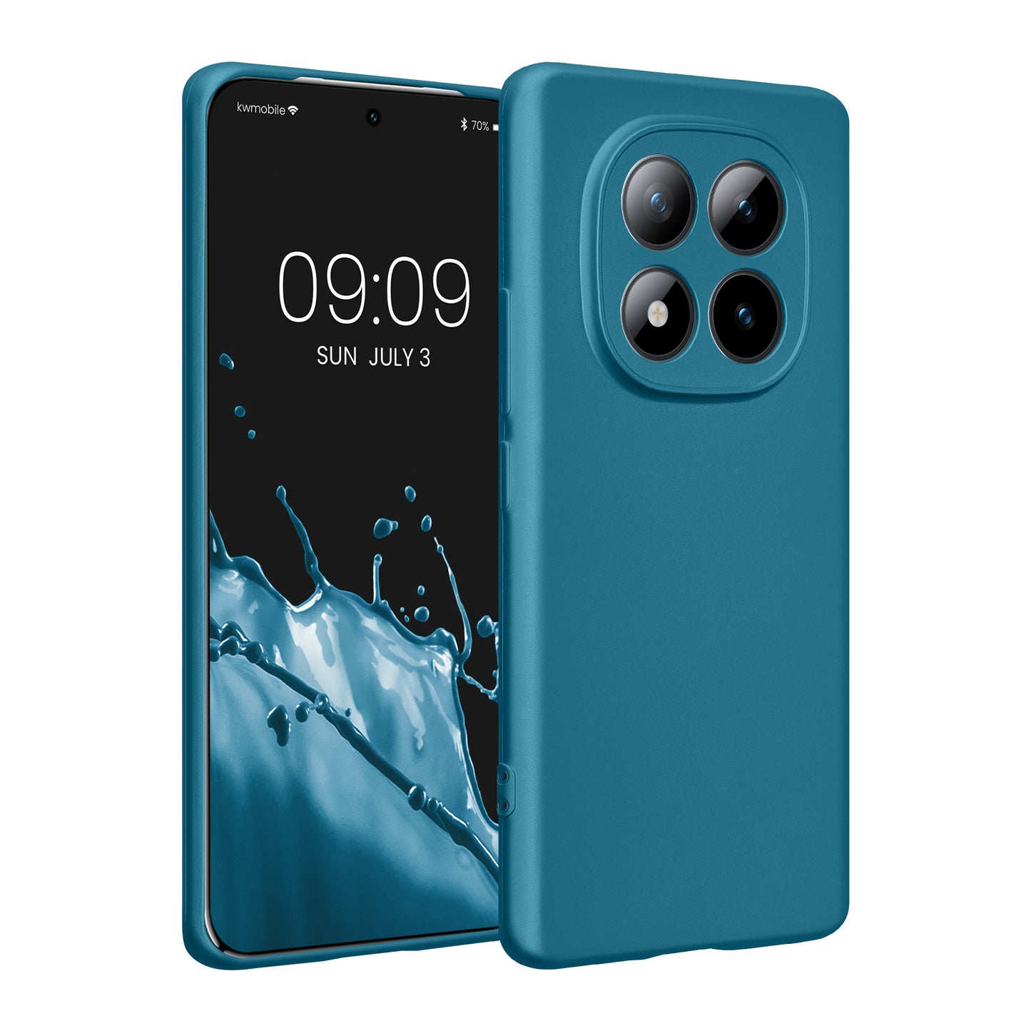 kwmobile Handyhülle kompatibel mit Xiaomi Redmi Note 15 4G / Redmi Note 15 5G / Poco M8 5G Hülle - weiche Silikon Case metallisch schimmernd in Metallic Karibikblau Metallic Karibikblau  