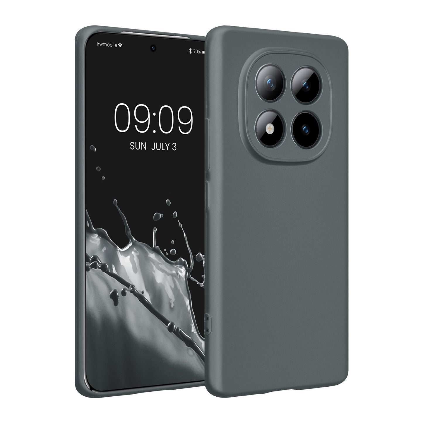 kwmobile Handyhülle kompatibel mit Xiaomi Redmi Note 15 4G / Redmi Note 15 5G / Poco M8 5G Hülle - weiche Silikon Case metallisch schimmernd in Metallic Grau Metallic Grau  