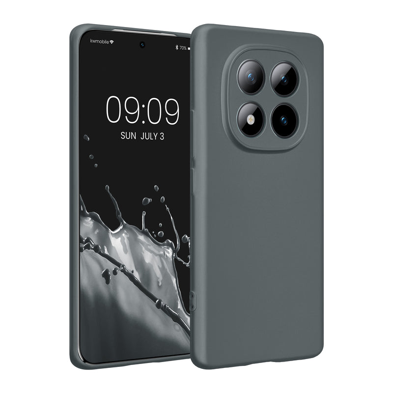 kwmobile Handyhülle kompatibel mit Xiaomi Redmi Note 15 4G / Redmi Note 15 5G / Poco M8 5G Hülle - weiche Silikon Case metallisch schimmernd in Metallic Grau Metallic Grau  