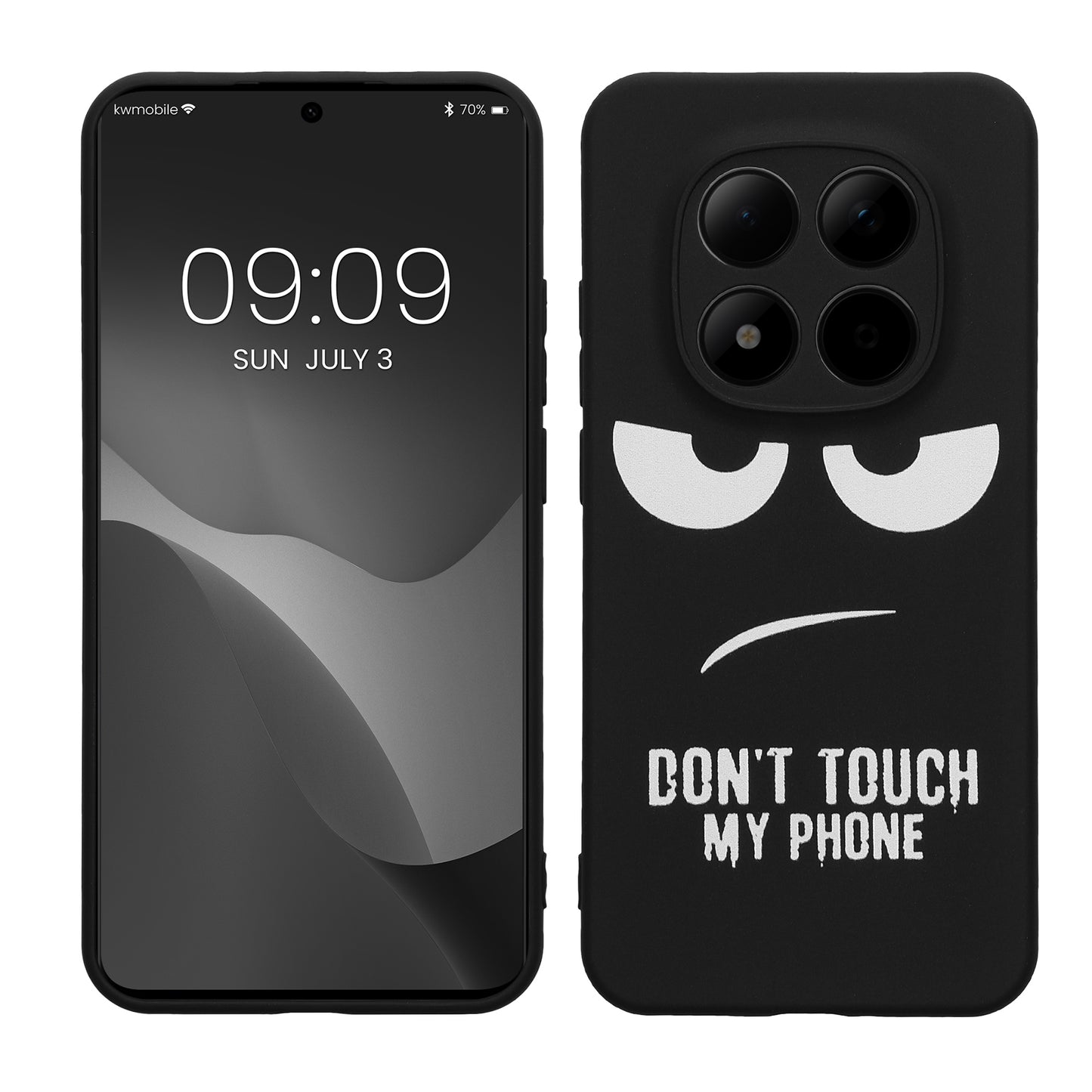 kwmobile Hülle kompatibel mit Xiaomi Redmi Note 15 Pro 5G - Handyhülle Silikon Case - Don't touch my Phone Weiß Schwarz Weiß  [dsg01]