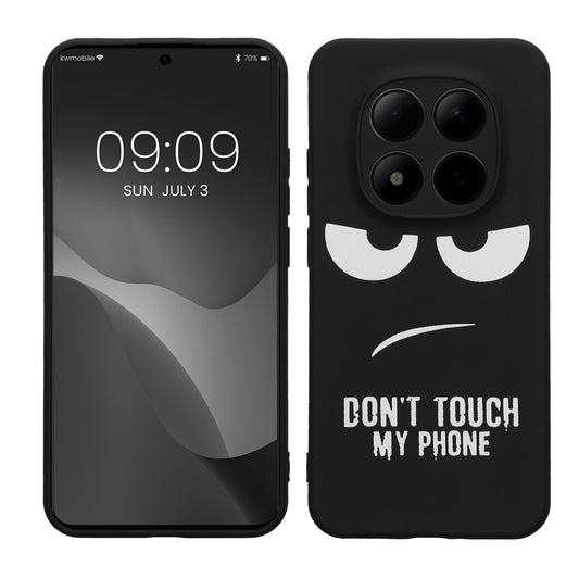 kwmobile Hülle kompatibel mit Xiaomi Redmi Note 15 Pro 5G - Handyhülle Silikon Case - Don't touch my Phone Weiß Schwarz Weiß  [dsg01]