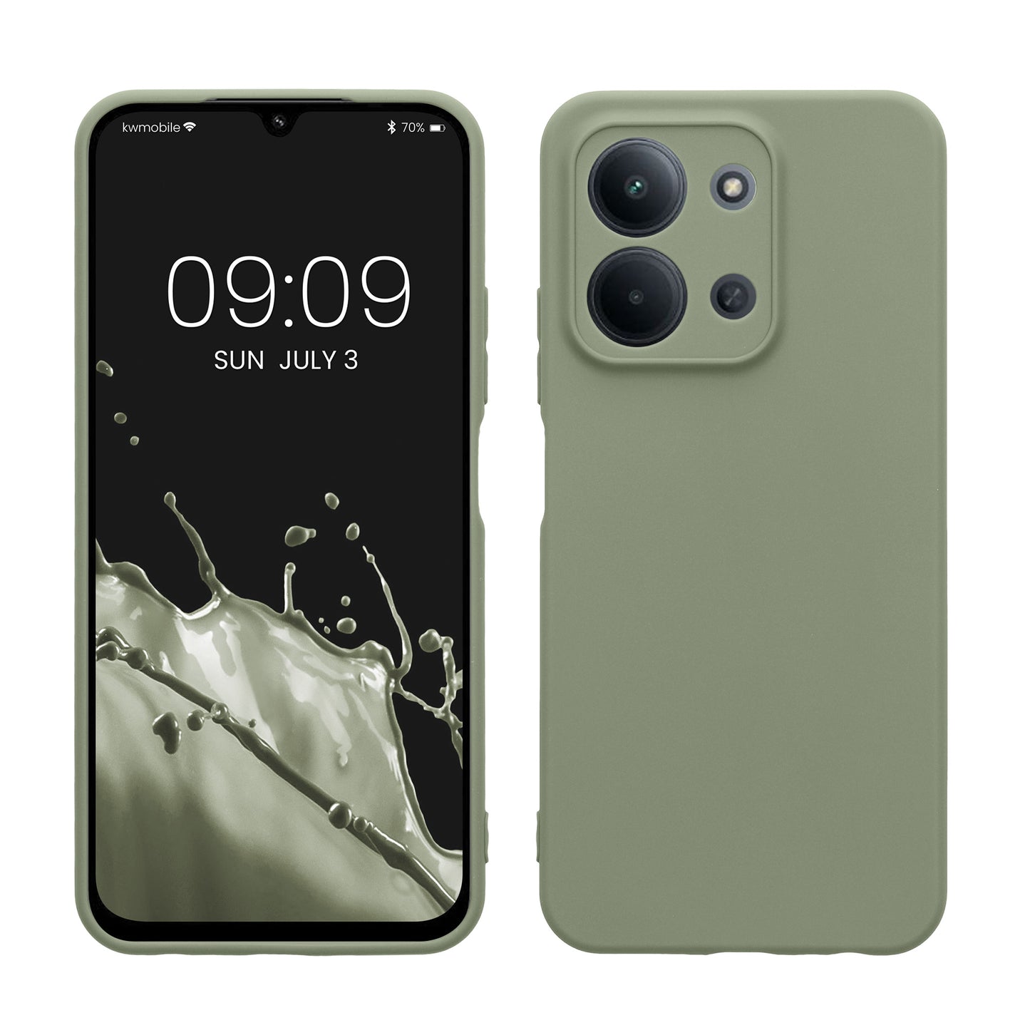 kwmobile Handyhülle kompatibel mit Xiaomi Redmi 15C / Poco C85 Hülle - Handy Case aus weichem Silikon in Graugrün Graugrün  