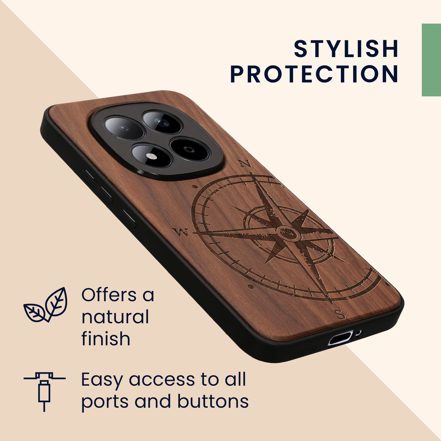 kwmobile Case Compatible with Xiaomi Redmi Note 15 Pro+ 5G / Poco M8 Pro 5G Case - Phone Cover - TPU Phone Case Compass Vintage