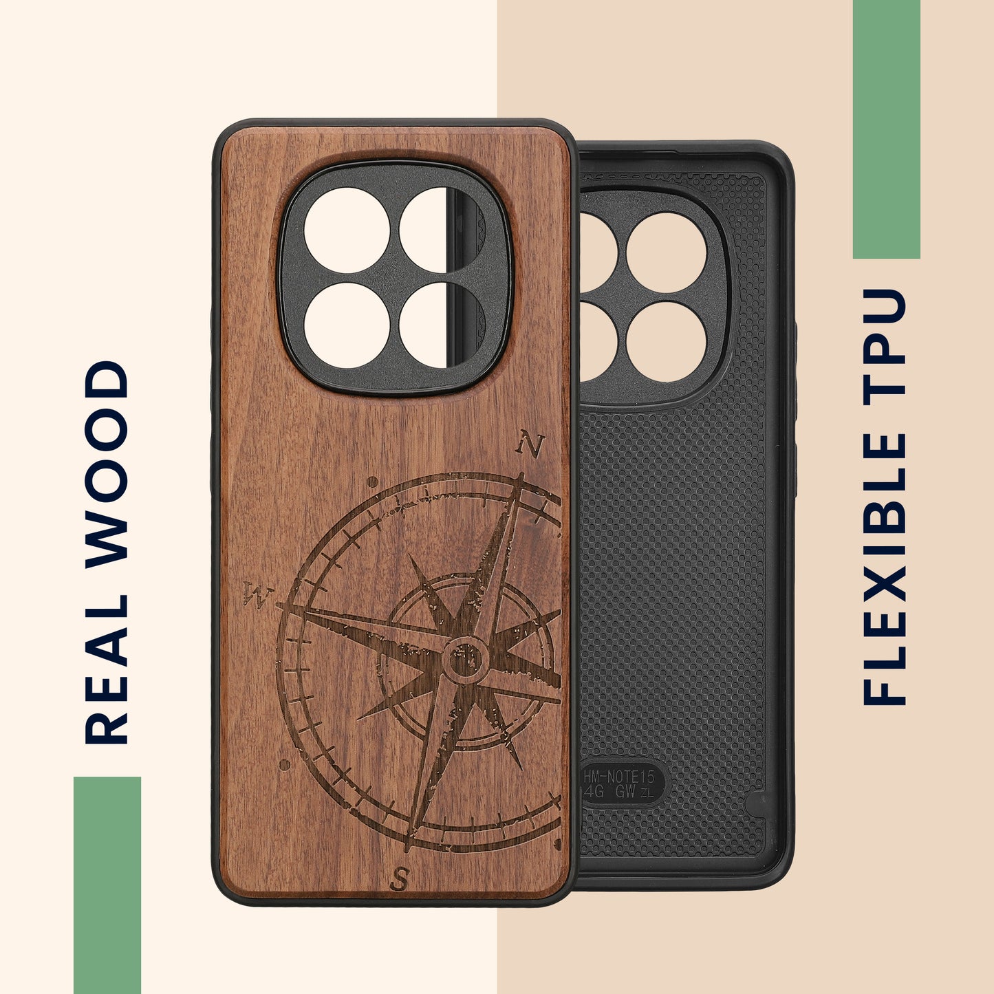 kwmobile Case Compatible with Xiaomi Redmi Note 15 4G / Redmi Note 15 5G / Poco M8 5G Case - Phone Cover - TPU Phone Case Compass Vintage