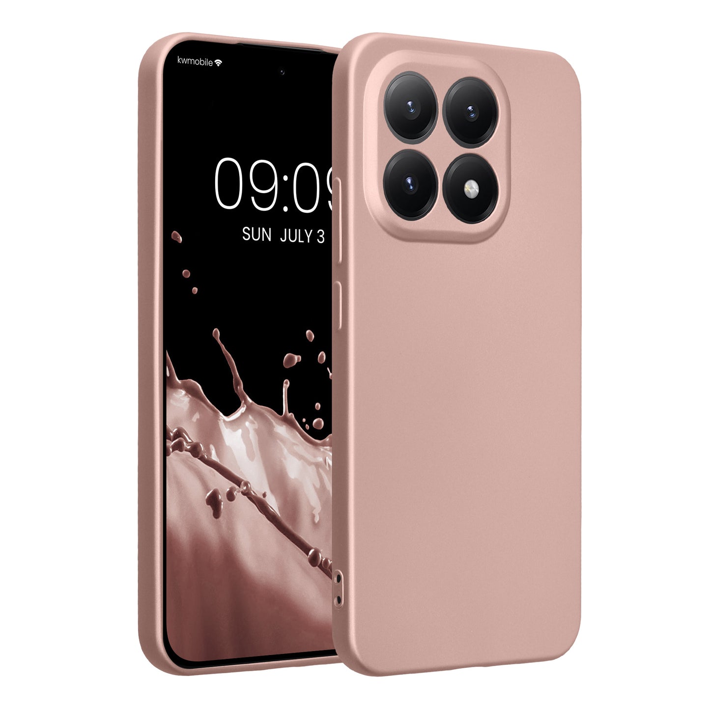 kwmobile Handyhülle kompatibel mit Xiaomi 15T Hülle - weiche Silikon Case metallisch schimmernd in Metallic Rosegold Metallic Rosegold  