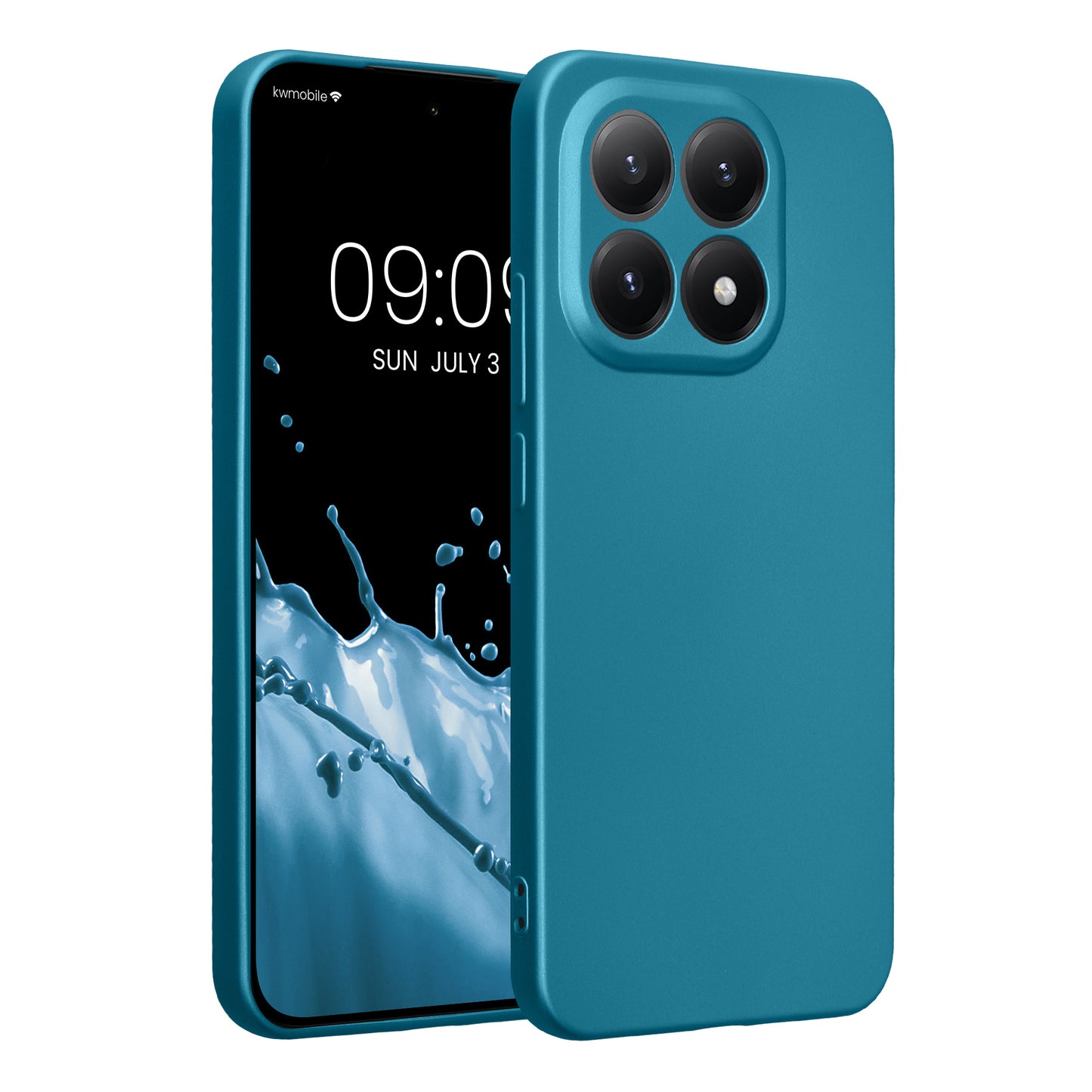 kwmobile Handyhülle kompatibel mit Xiaomi 15T Hülle - weiche Silikon Case metallisch schimmernd in Metallic Karibikblau Metallic Karibikblau  
