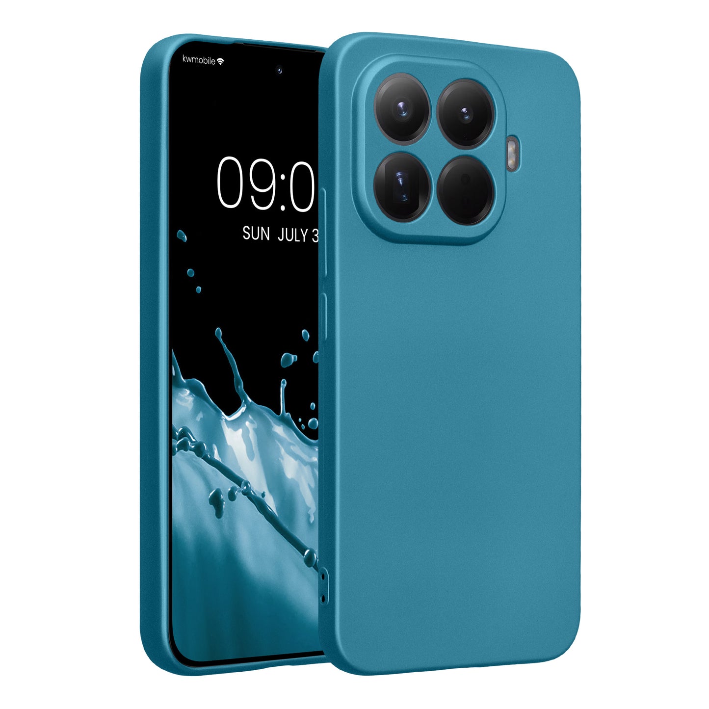 kwmobile Handyhülle kompatibel mit Xiaomi 15T Pro Hülle - weiche Silikon Case metallisch schimmernd in Metallic Karibikblau Metallic Karibikblau  