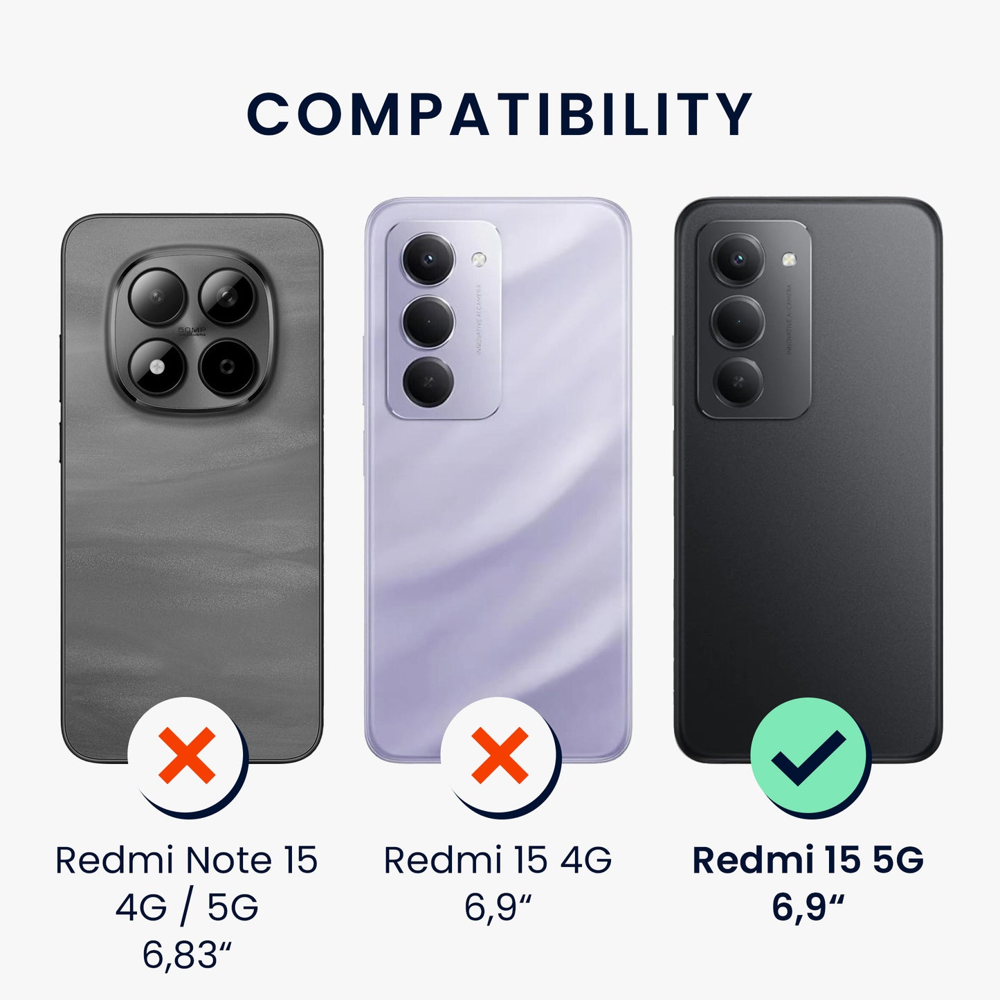 kwmobile Phone Case for Xiaomi Redmi 15 5G - Soft Silicone Cover - Protective Case