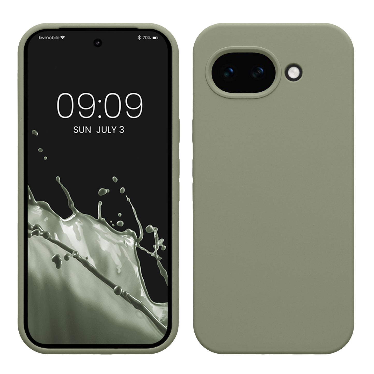 kwmobile Hülle kompatibel mit Google Pixel 10a Hülle - Silikon Handy Case - Handyhülle weiche Oberfläche - kabelloses Laden - Graugrün Graugrün  