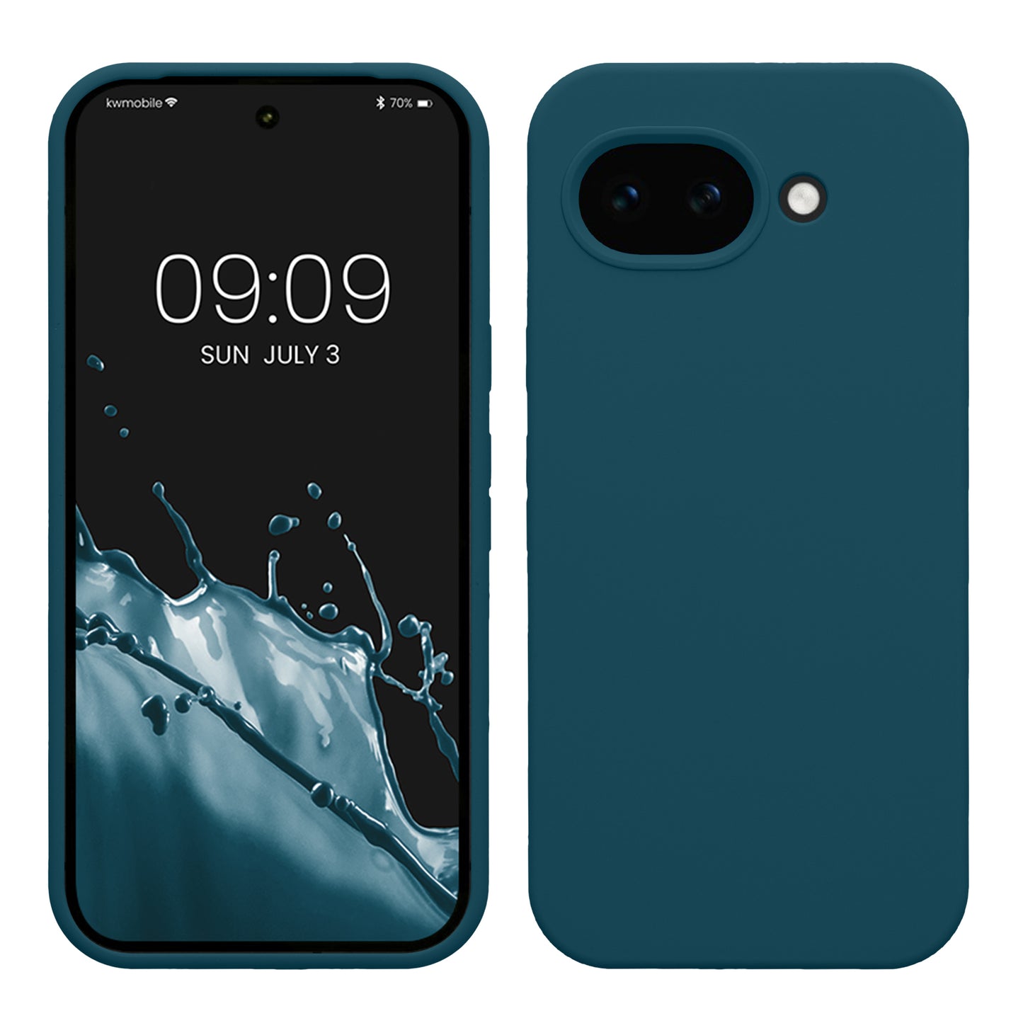 kwmobile Hülle kompatibel mit Google Pixel 10a Hülle - Silikon Handy Case - Handyhülle weiche Oberfläche - kabelloses Laden - Petrol matt Petrol matt  