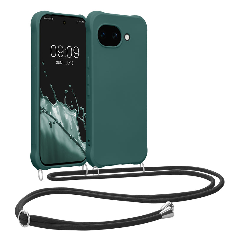kwmobile Necklace Case kompatibel mit Google Pixel 10a Hülle - Cover mit Kordel zum Umhängen - Silikon Schutzhülle Petrol Petrol  