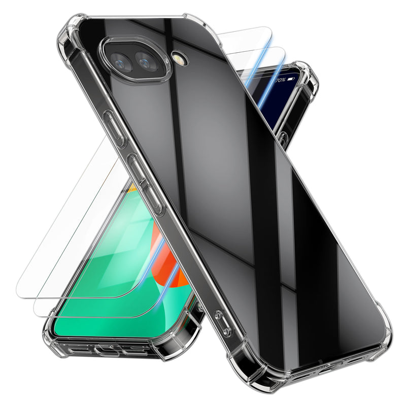 kwmobile Case Compatible with Google Pixel 10a - Phone Cover with 2x Glass Screen Protector