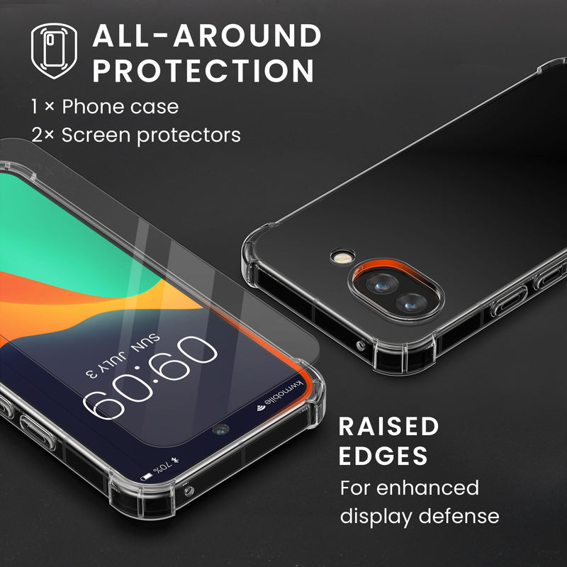 kwmobile Case Compatible with Google Pixel 10a - Phone Cover with 2x Glass Screen Protector