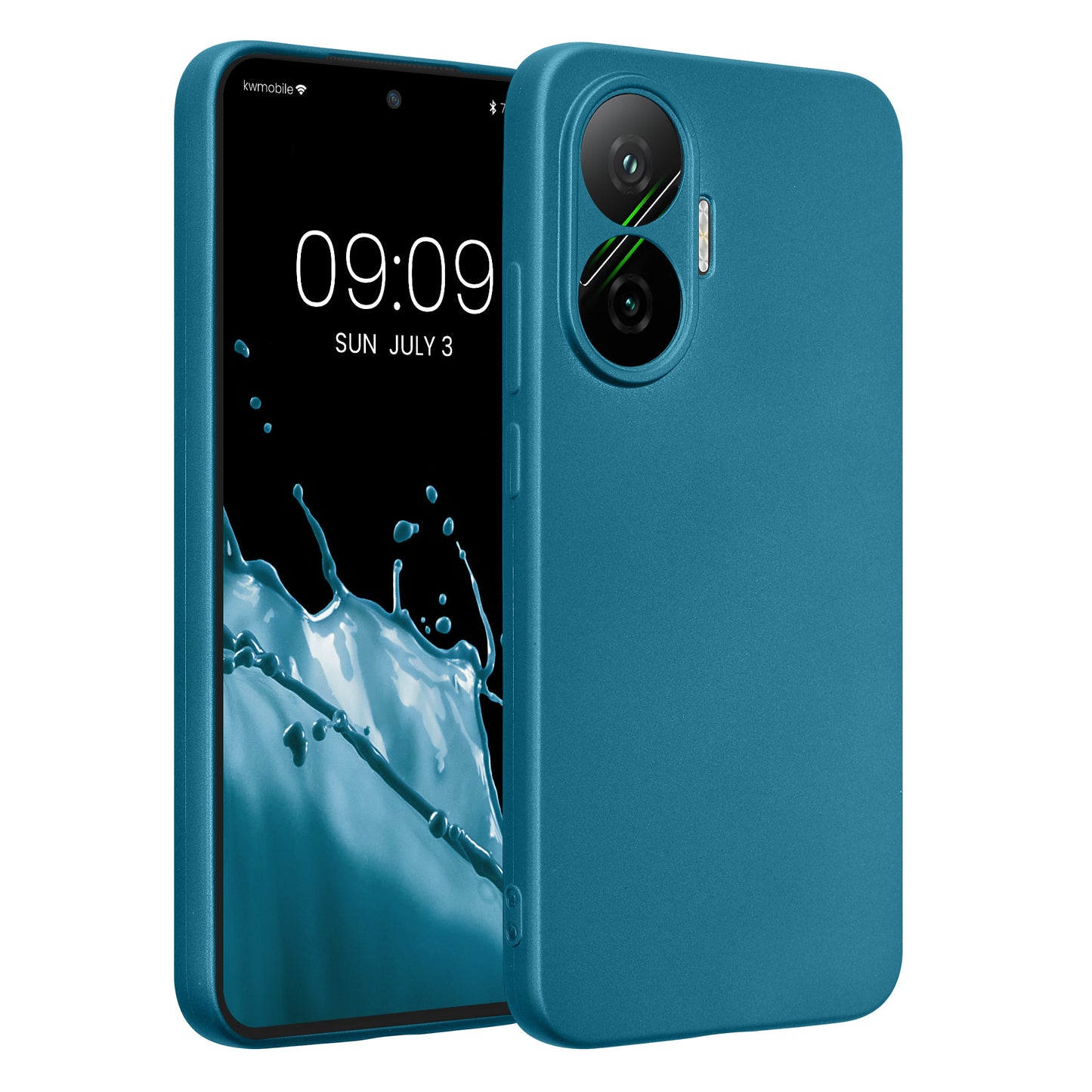 kwmobile Handyhülle kompatibel mit Xiaomi Poco F7 Hülle - weiche Silikon Case metallisch schimmernd in Metallic Karibikblau Metallic Karibikblau  