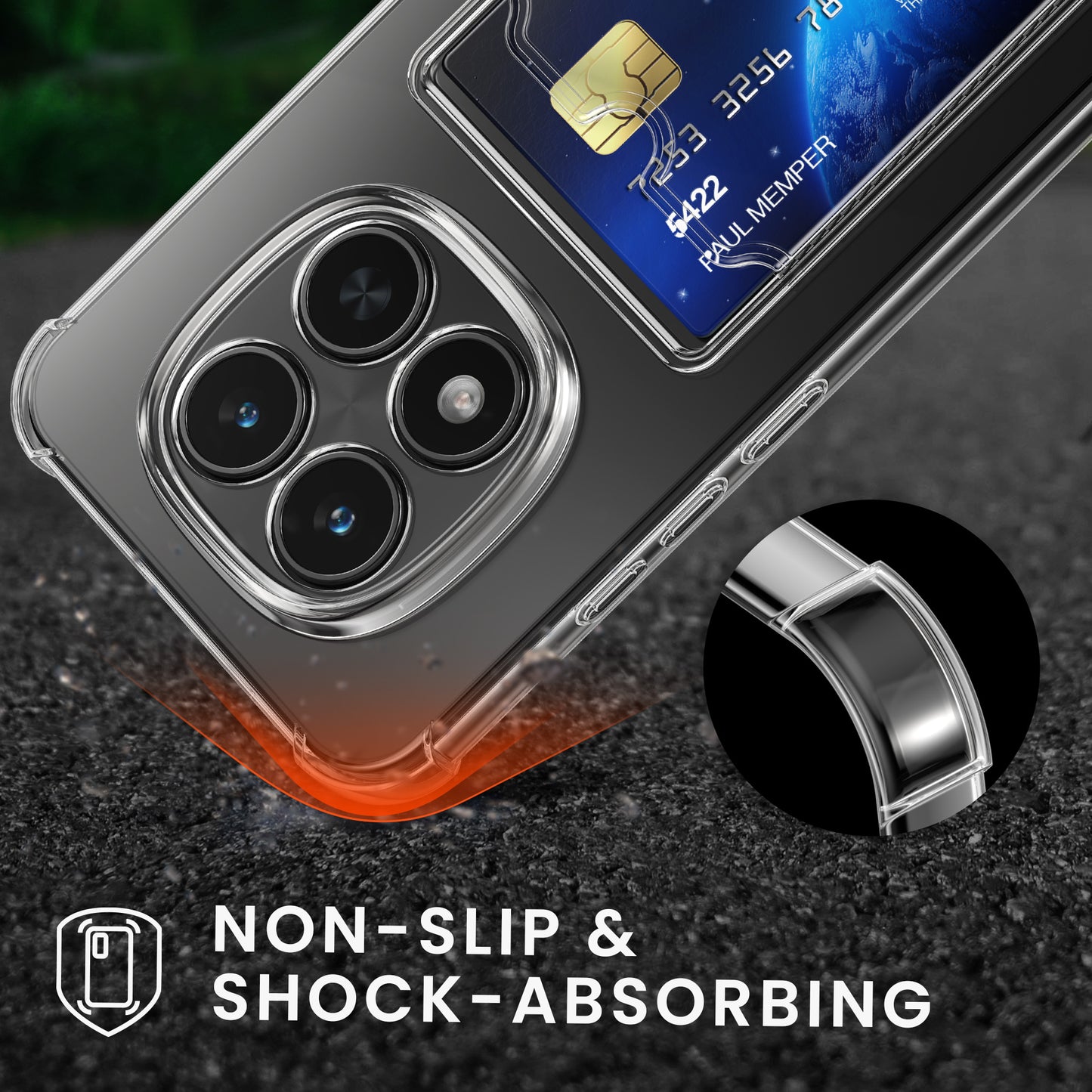 kwmobile Case with Card Slot Compatible with Xiaomi Redmi Note 15 Pro 5G - Soft Case - Protective Cover