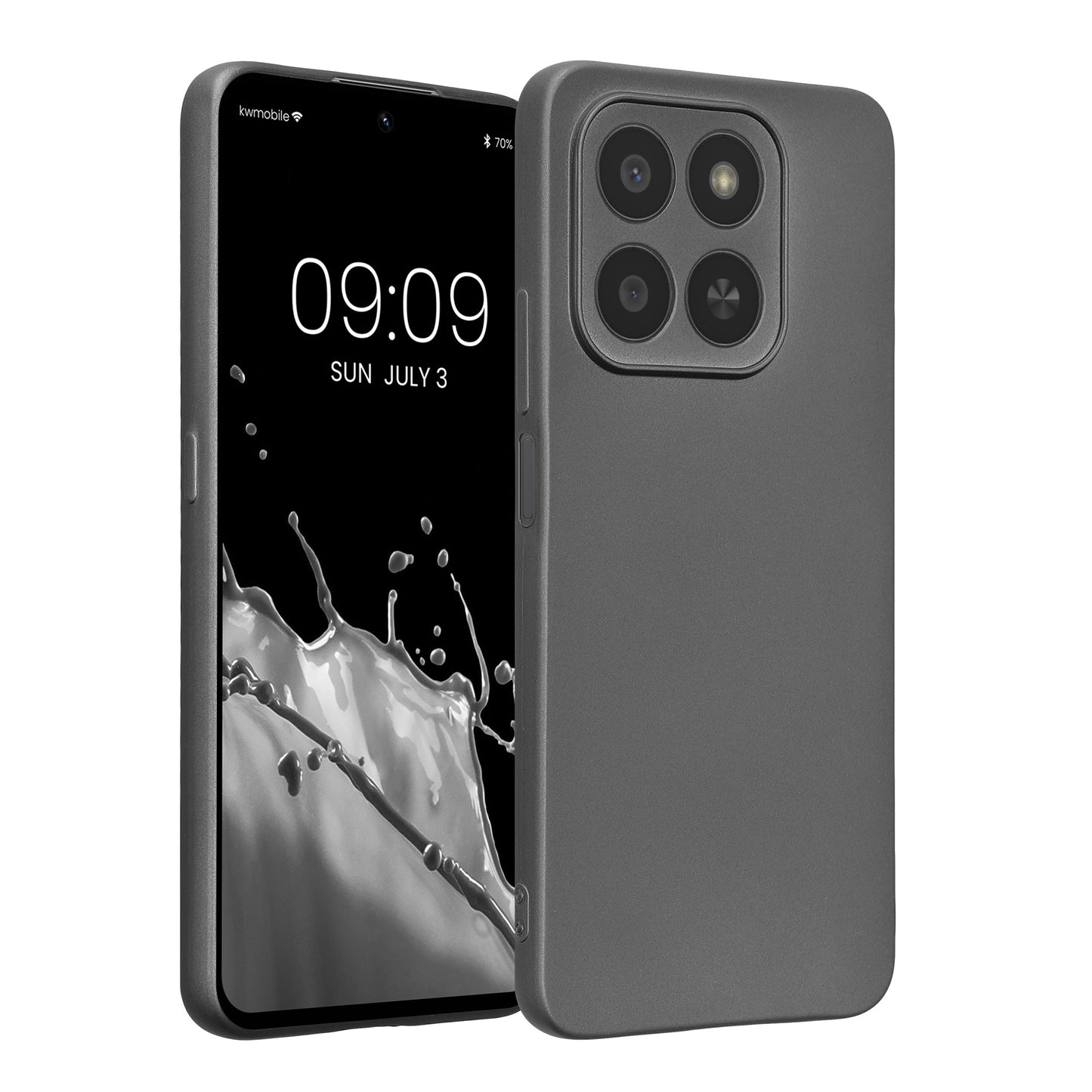 kwmobile Handyhülle kompatibel mit HONOR 400 Smart 5G / X7d Hülle - weiche Silikon Case metallisch schimmernd in Metallic Grau Metallic Grau  