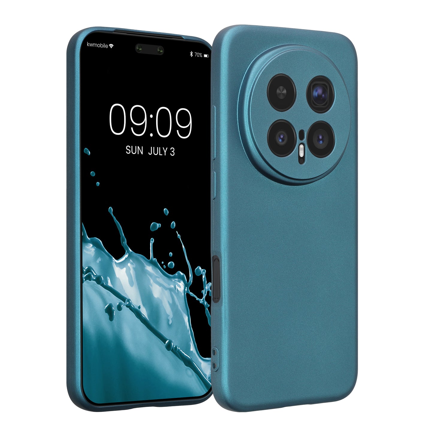 kwmobile Handyhülle kompatibel mit HONOR Magic8 Pro Hülle - weiche Silikon Case metallisch schimmernd in Metallic Karibikblau Metallic Karibikblau  