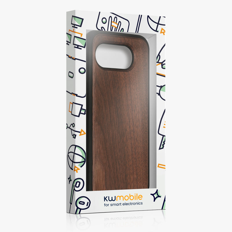 kwmobile Real Wood Protective Case Compatible with Google Pixel 10a Case Cover Made of TPU Compatible with MagSafe Case