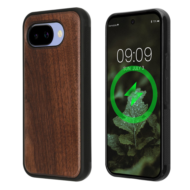 kwmobile Real Wood Protective Case Compatible with Google Pixel 10a Case Cover Made of TPU Compatible with MagSafe Case