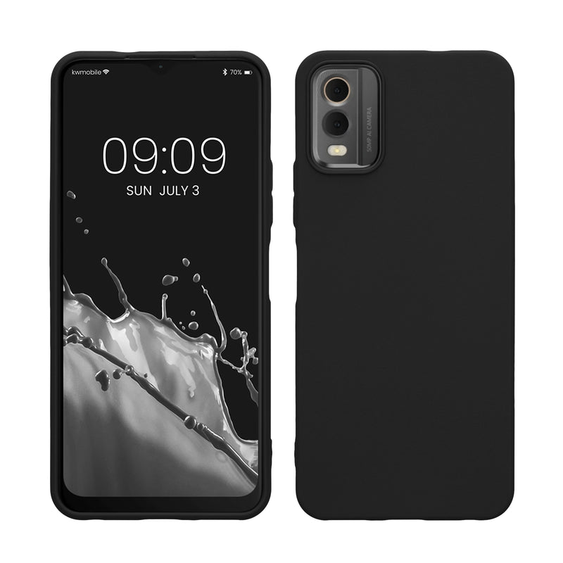 kwmobile Hülle kompatibel mit Nokia C32 Hülle - weiches TPU Silikon Case - Cover geeignet für kabelloses Laden - Schwarz Schwarz  