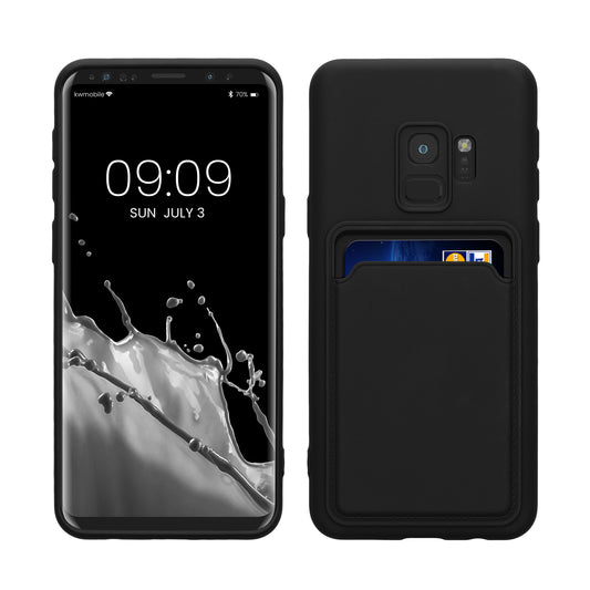 kwmobile Handyhülle kompatibel mit Samsung Galaxy S9 Hülle - Handy Cover mit Fach für Karten - in Schwarz Schwarz  