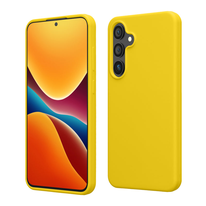 kwmobile Hülle kompatibel mit Samsung Galaxy S24 Hülle - Silikon Handy Case - Handyhülle für Samsung S24 weiche Oberfläche - kabelloses Laden für Galaxy S24 Case - Strahlend Gelb Strahlend Gelb  