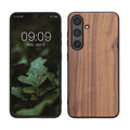 kwmobile Hülle kompatibel mit Samsung Galaxy S24 Hülle - Holz Case - stoßfestes Handy Cover - TPU Handyhülle in Dunkelbraun Dunkelbraun  