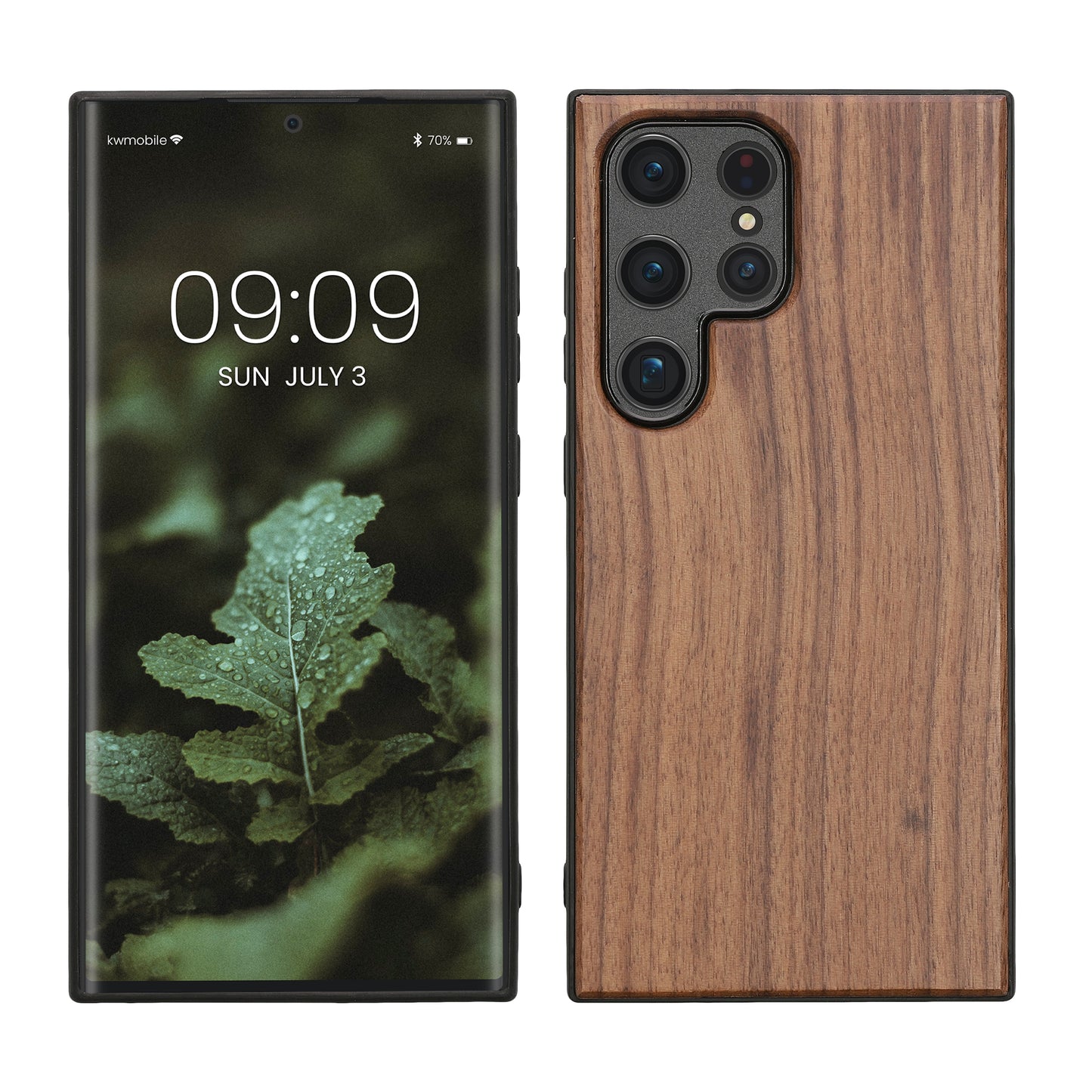 kwmobile Hülle kompatibel mit Samsung Galaxy S24 Ultra Hülle - Holz Case - stoßfestes Handy Cover - TPU Handyhülle in Dunkelbraun Dunkelbraun  