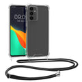 kwmobile Necklace Case kompatibel mit Samsung Galaxy S23 FE Hülle - Silikon Cover mit Handykette - Band Handyhülle Schwarz Transparent Schwarz  