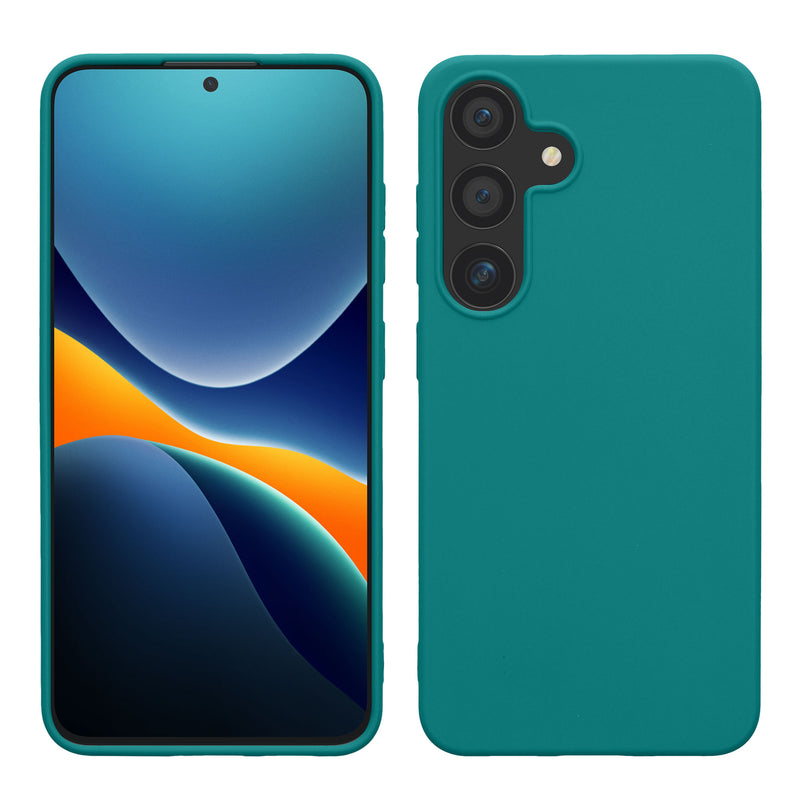 kwmobile Hülle kompatibel mit Samsung Galaxy S24 Hülle - TPU Silikon Handyhülle weich schlank - Case stoßabsorbierend flexibel - kabelloses Laden - Petrol matt Petrol matt  