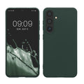 kwmobile Hülle kompatibel mit Samsung Galaxy S24 Hülle - TPU Silikon Handyhülle weich schlank - Case stoßabsorbierend flexibel - kabelloses Laden - Moosgrün Moosgrün  