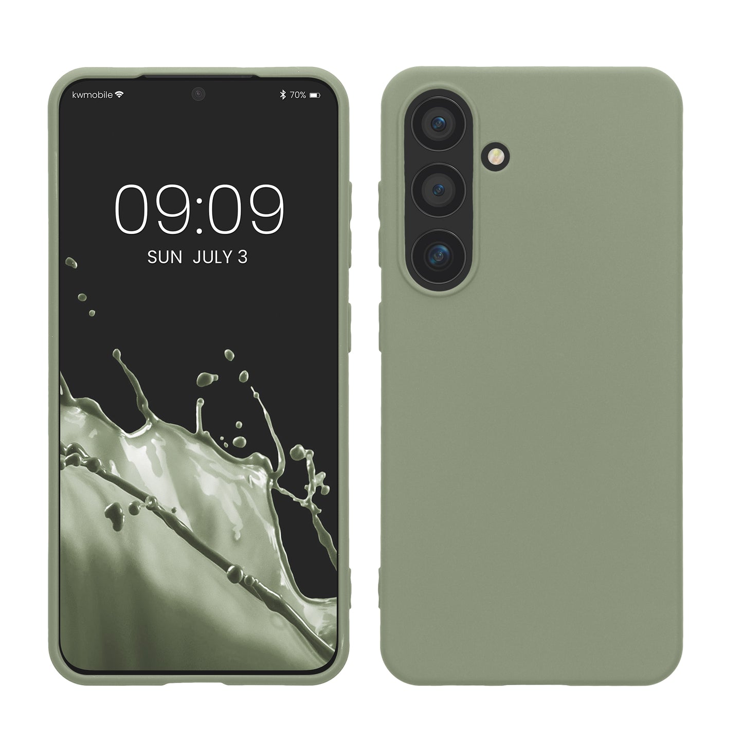 kwmobile Hülle kompatibel mit Samsung Galaxy S24 Hülle - TPU Silikon Handyhülle weich schlank - Case stoßabsorbierend flexibel - kabelloses Laden - Graugrün Graugrün  