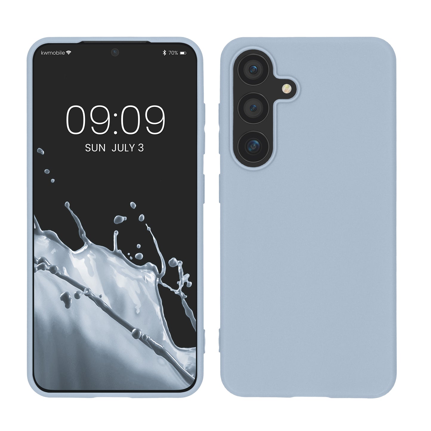 kwmobile Hülle kompatibel mit Samsung Galaxy S25 Hülle - weiches TPU Silikon Case - Cover geeignet für kabelloses Laden - Hellblau matt Hellblau matt  