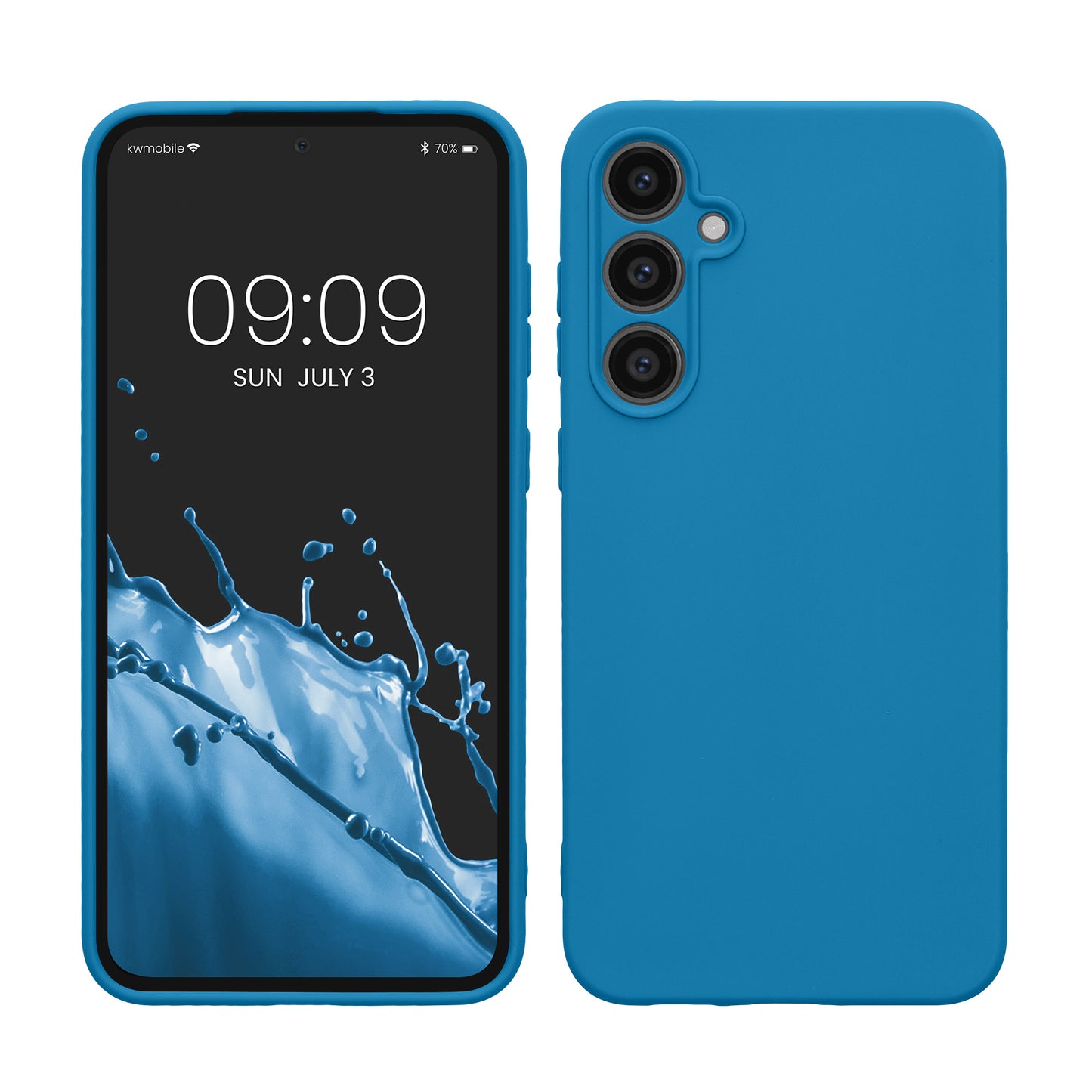 kwmobile Hülle kompatibel mit Samsung Galaxy S23 FE Hülle - weiches TPU Silikon Case - Cover geeignet für kabelloses Laden - Karibikblau Karibikblau  
