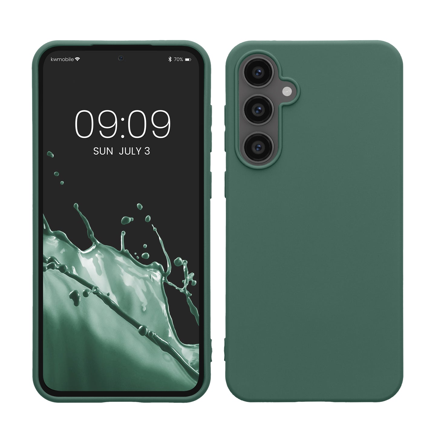 kwmobile Hülle kompatibel mit Samsung Galaxy S23 FE Hülle - weiches TPU Silikon Case - Cover geeignet für kabelloses Laden - Tannengrün Tannengrün  