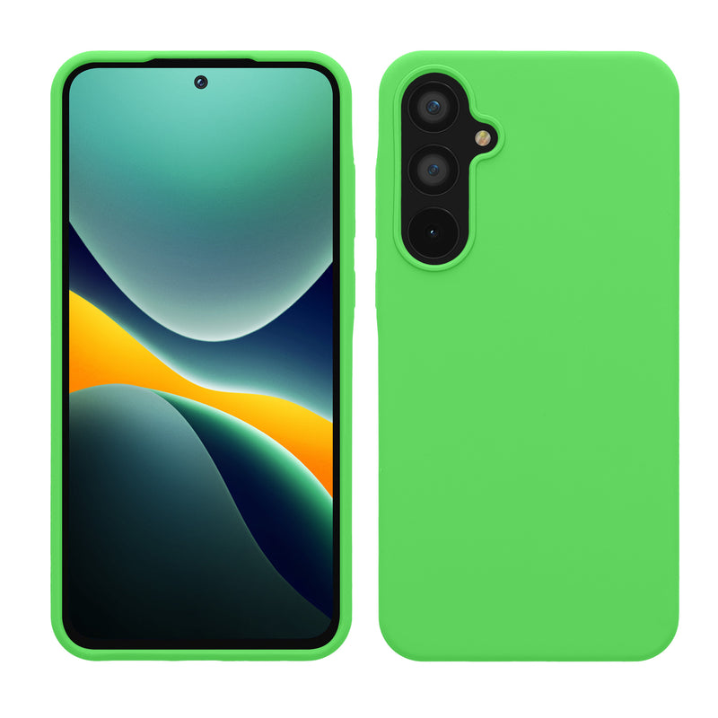 kwmobile Hülle kompatibel mit Samsung Galaxy A55 5G Hülle - Silikon Handy Case - Handyhülle weiche Oberfläche - kabelloses Laden - Limettengrün Limettengrün  