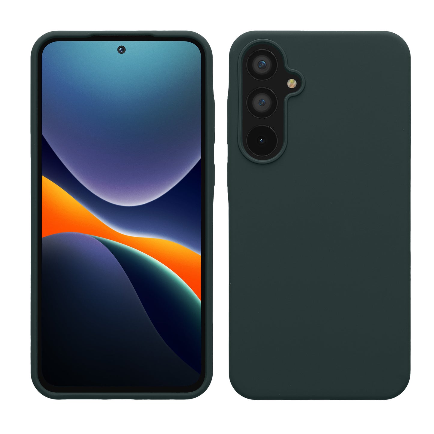 kwmobile Hülle kompatibel mit Samsung Galaxy A55 5G Hülle - Silikon Handy Case - Handyhülle weiche Oberfläche - kabelloses Laden - Moosgrün Moosgrün  