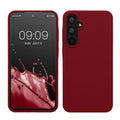 kwmobile Hülle kompatibel mit Samsung Galaxy A55 5G Hülle - Silikon Handy Case - Handyhülle weiche Oberfläche - kabelloses Laden - Rhabarber Rot Rhabarber Rot  