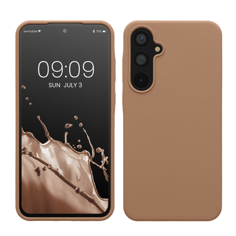 kwmobile Hülle kompatibel mit Samsung Galaxy A55 5G Hülle - Silikon Handy Case - Handyhülle weiche Oberfläche - kabelloses Laden - Cappuccino Cappuccino  