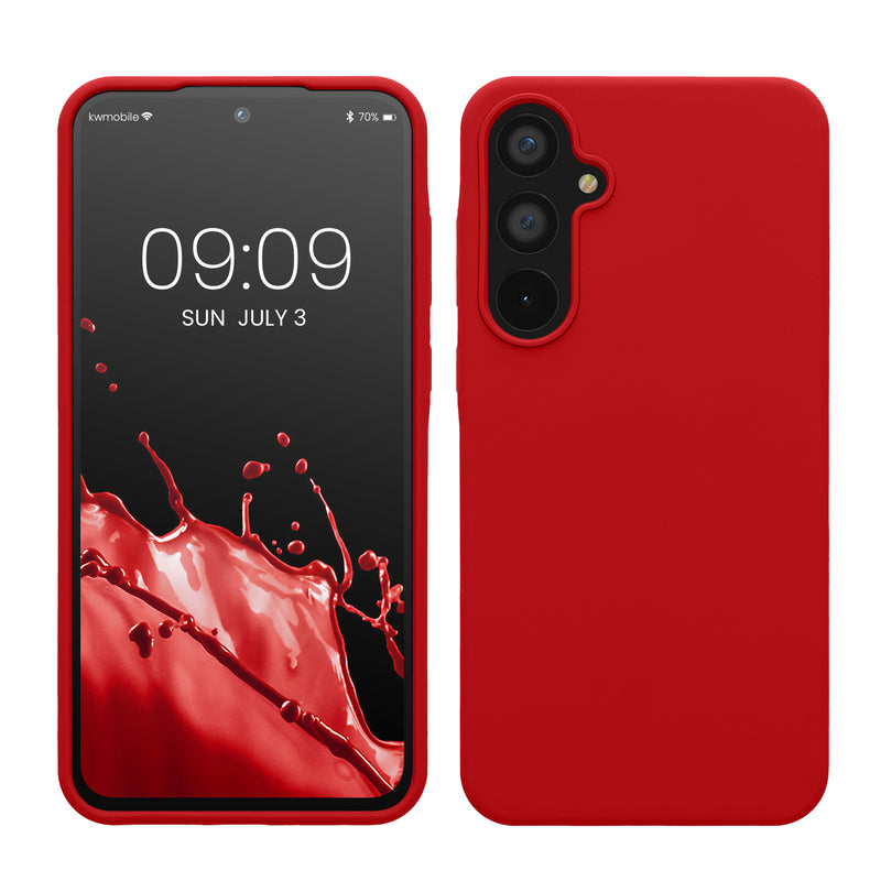 kwmobile Hülle kompatibel mit Samsung Galaxy A55 5G Hülle - Silikon Handy Case - Handyhülle weiche Oberfläche - kabelloses Laden - Klassisch Rot Klassisch Rot  