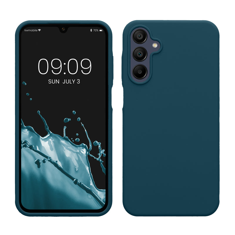 kwmobile Hülle kompatibel mit Samsung Galaxy A15 5G Hülle - Silikon Handy Case - Handyhülle weiche Oberfläche - kabelloses Laden - Petrol matt Petrol matt  