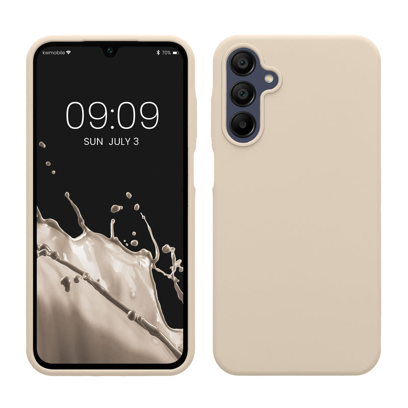 kwmobile Hülle kompatibel mit Samsung Galaxy A15 5G Hülle - Silikon Handy Case - Handyhülle weiche Oberfläche - kabelloses Laden - Creme matt Creme matt  