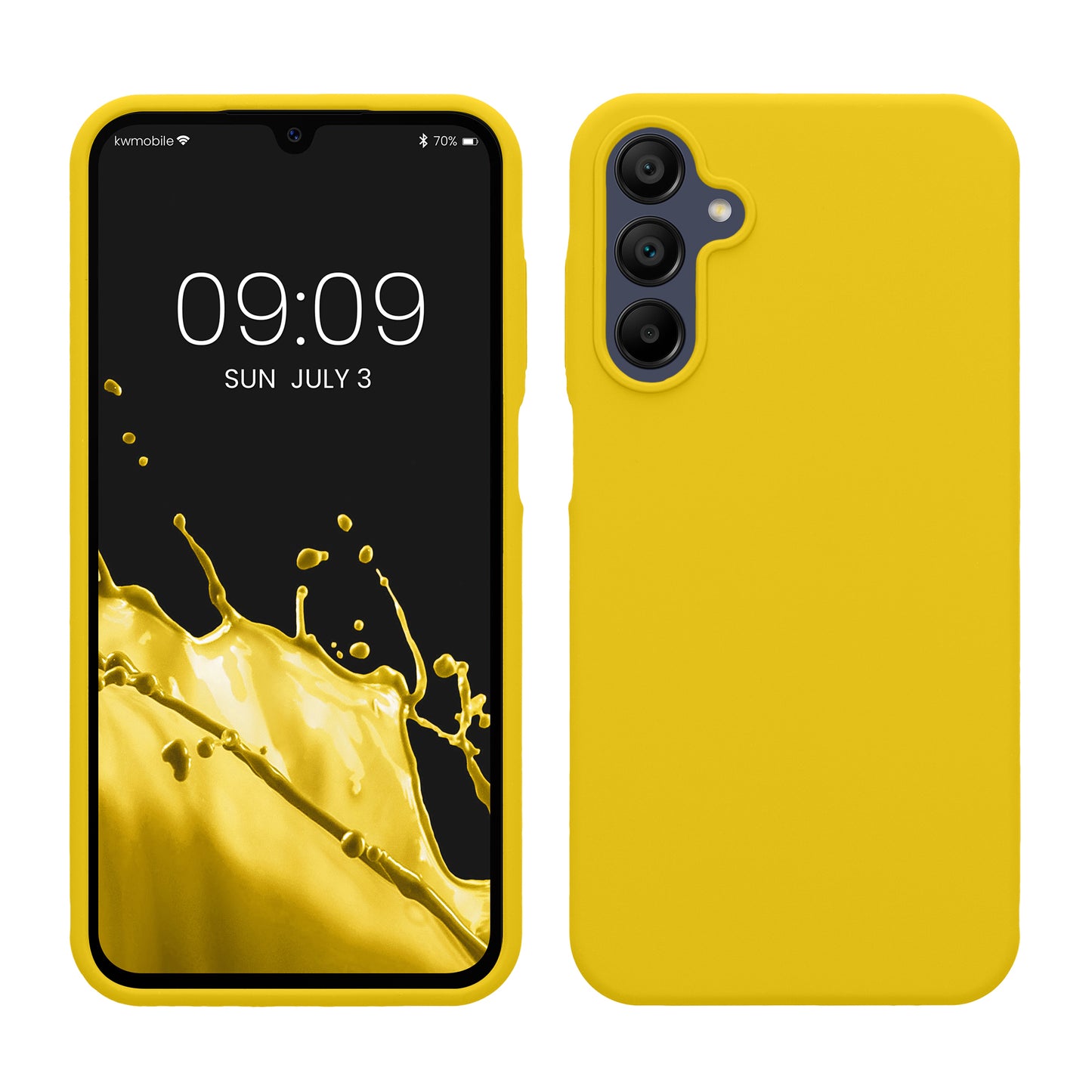 kwmobile Hülle kompatibel mit Samsung Galaxy A15 5G Hülle - Silikon Handy Case - Handyhülle weiche Oberfläche - kabelloses Laden - Strahlend Gelb Strahlend Gelb  