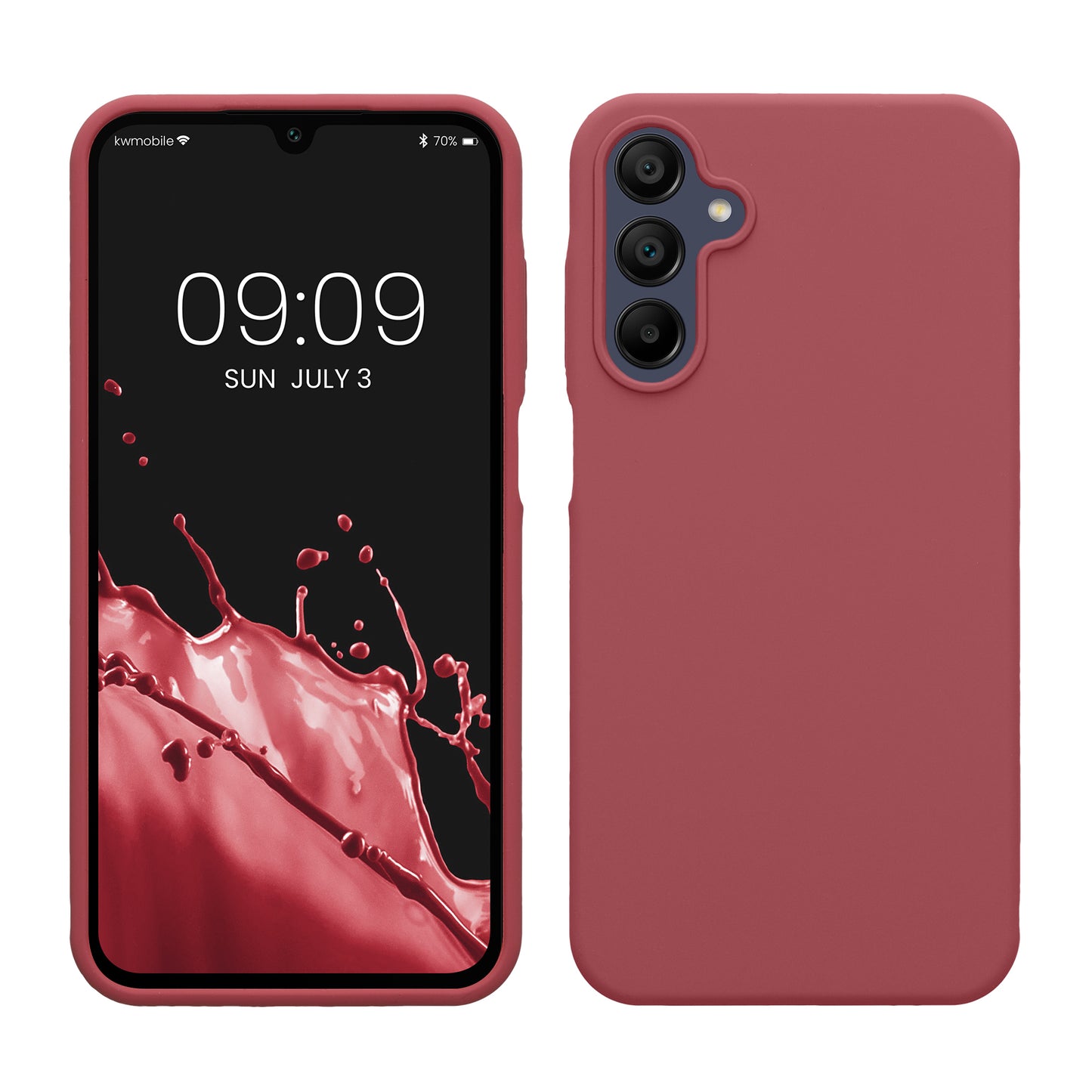 kwmobile Hülle kompatibel mit Samsung Galaxy A15 5G Hülle - Silikon Handy Case - Handyhülle weiche Oberfläche - kabelloses Laden - Dark Rose Dark Rose  