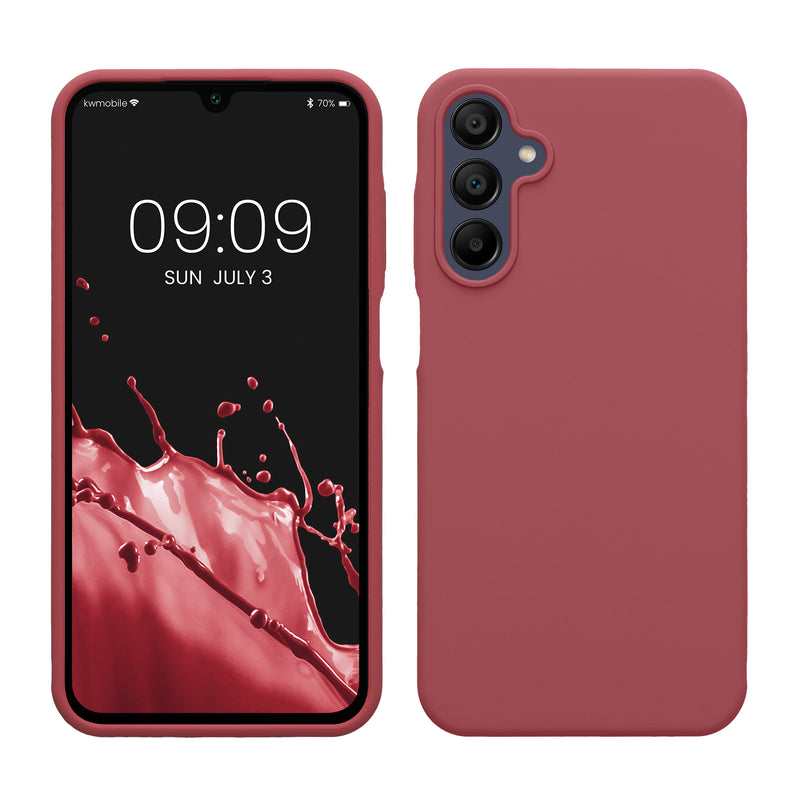 kwmobile Hülle kompatibel mit Samsung Galaxy A15 5G Hülle - Silikon Handy Case - Handyhülle weiche Oberfläche - kabelloses Laden - Dark Rose Dark Rose  